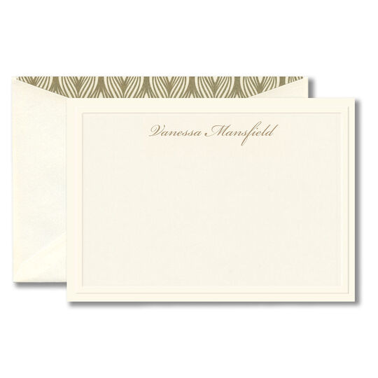 Plume Engraved Ecru Flat Correspondence Cards
